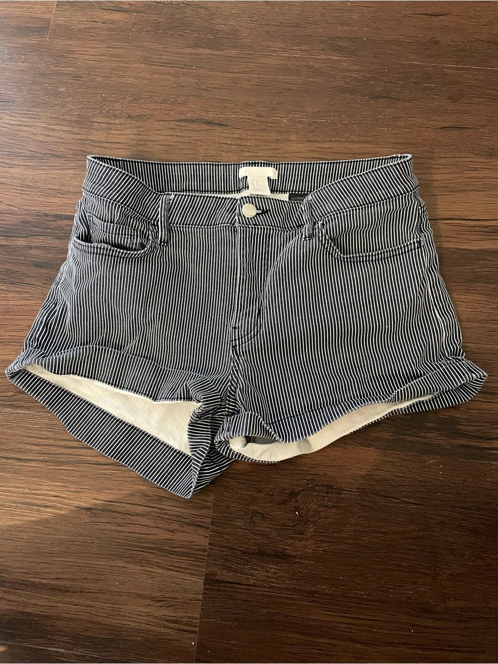 Striped Cotton Women's Shorts - Navy/White